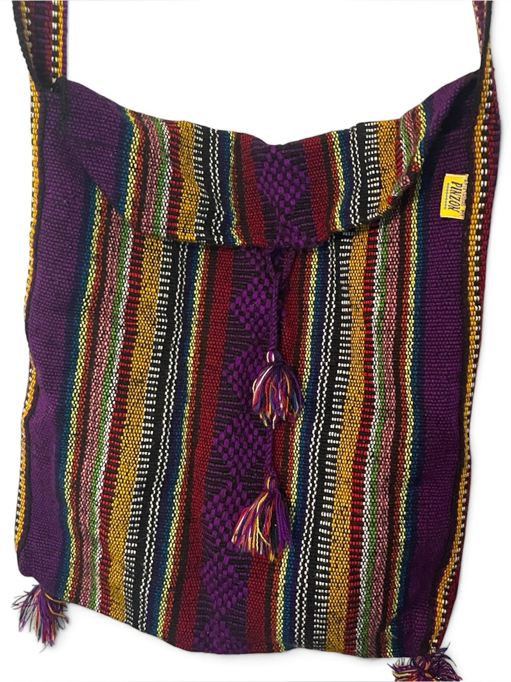 Boho Mexican Purple Striped Crossbody Bag